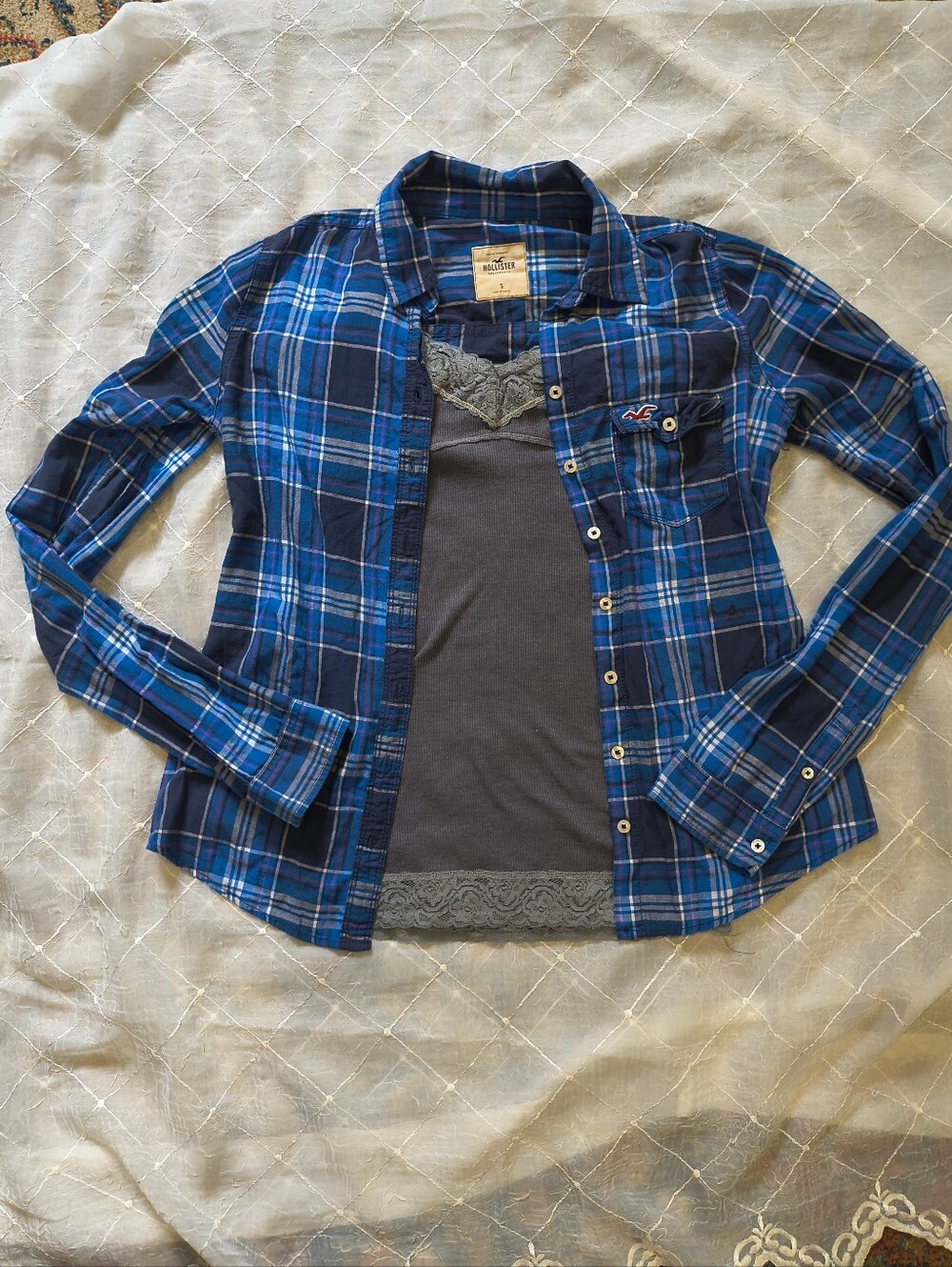Hollister Blue Plaid Button-Down Shirt